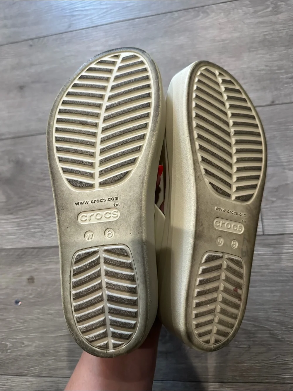 CROCS LiteRide Platform Thong Sandals - Cream